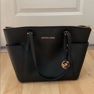 Michael Kors Black Leather Tote Bag